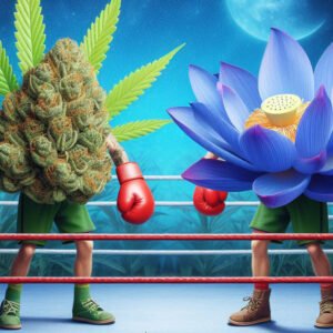 fleur de CBD et la fleur de Lotus Bleu